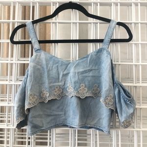 Lost + Wander Blue Top with Detailing